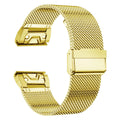 Stainless steel card-style watch strap for Garmin Fenix smartwatches in silver, black, gold, rose gold.
