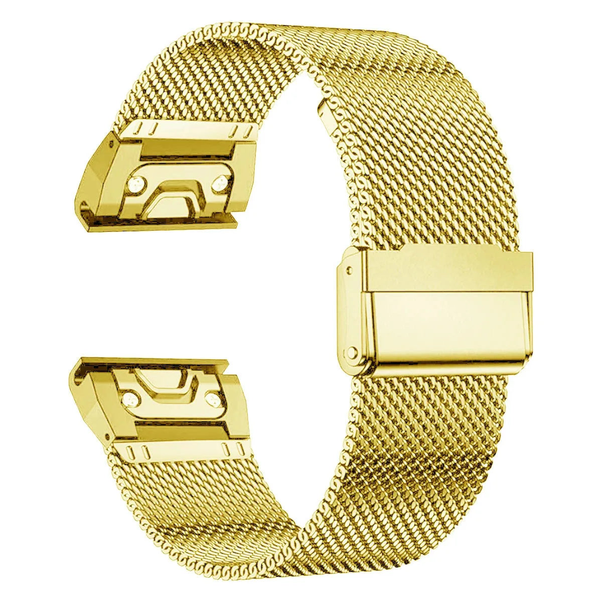 Stainless steel card-style watch strap for Garmin Fenix smartwatches in silver, black, gold, rose gold.