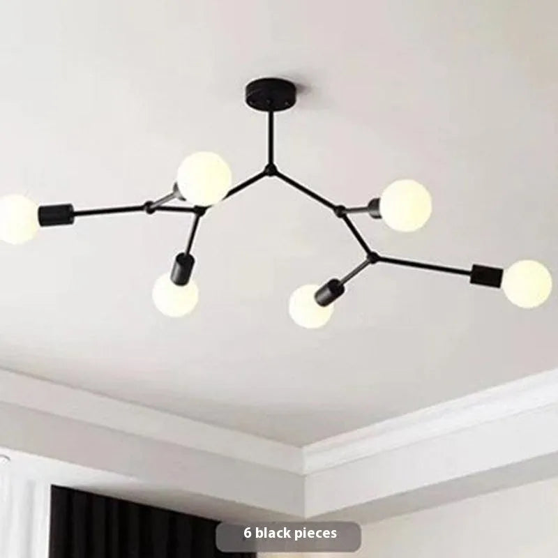 Iron chandelier ceiling lamp with Nordic design for bedroom or living room