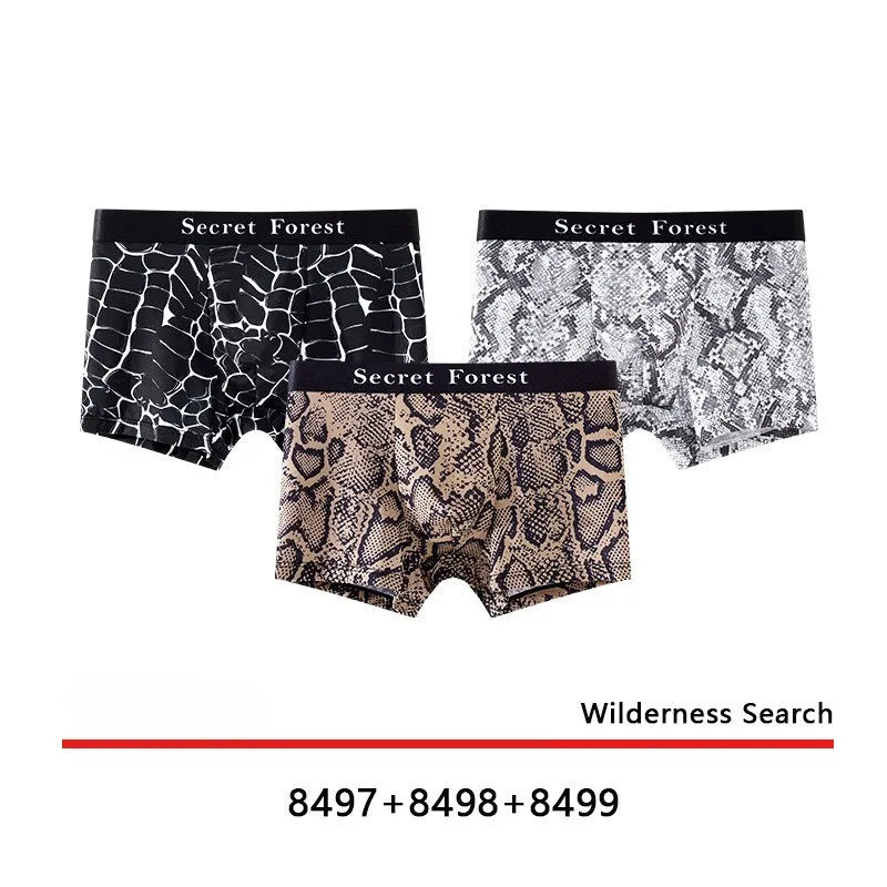 Men's thin loose knit polyester boxer shorts in black, grey, or brown colours on a mid-waist fit