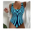 Striped sling one-piece swimsuit for women in fluorescent green, polyester fabric, sizes S to 5XL