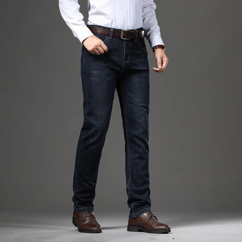 Plus size stretch jeans in K276 black straight-leg business casual trousers