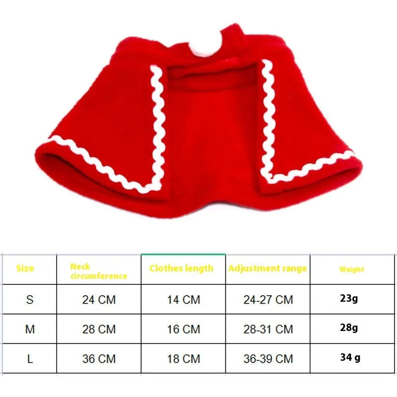 Christmas pet costume set with double-sided velvet cloak and hat on a small dog
