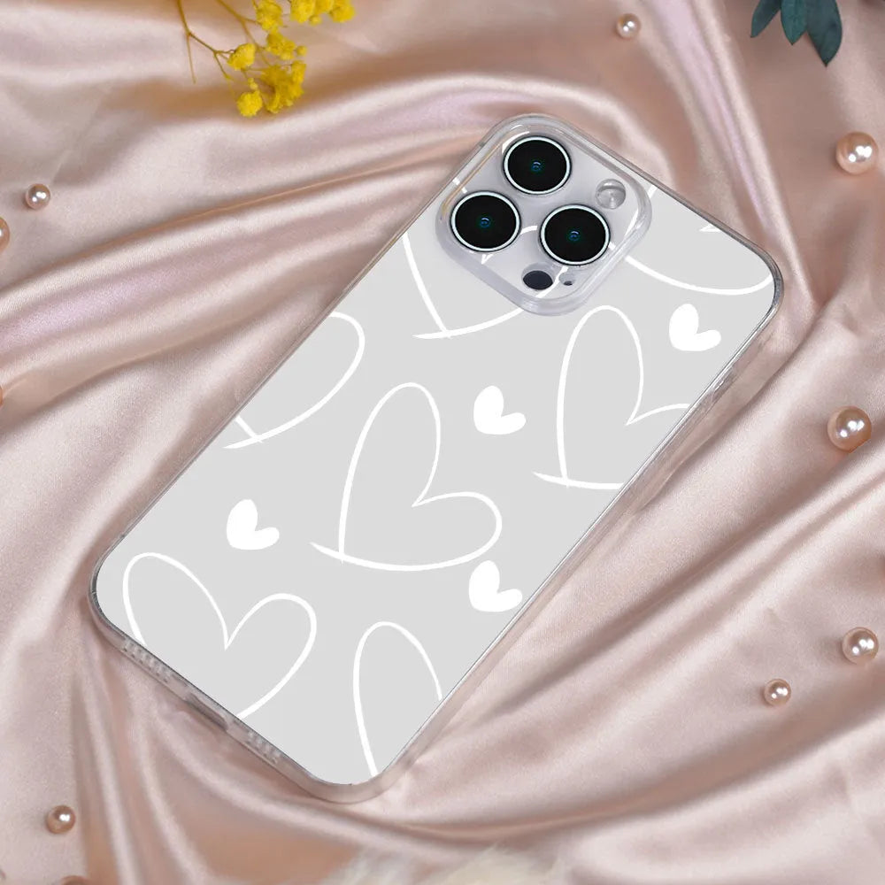 Transparent TPU heart-shaped picture phone case for iPhone with anti-fingerprint spray coating