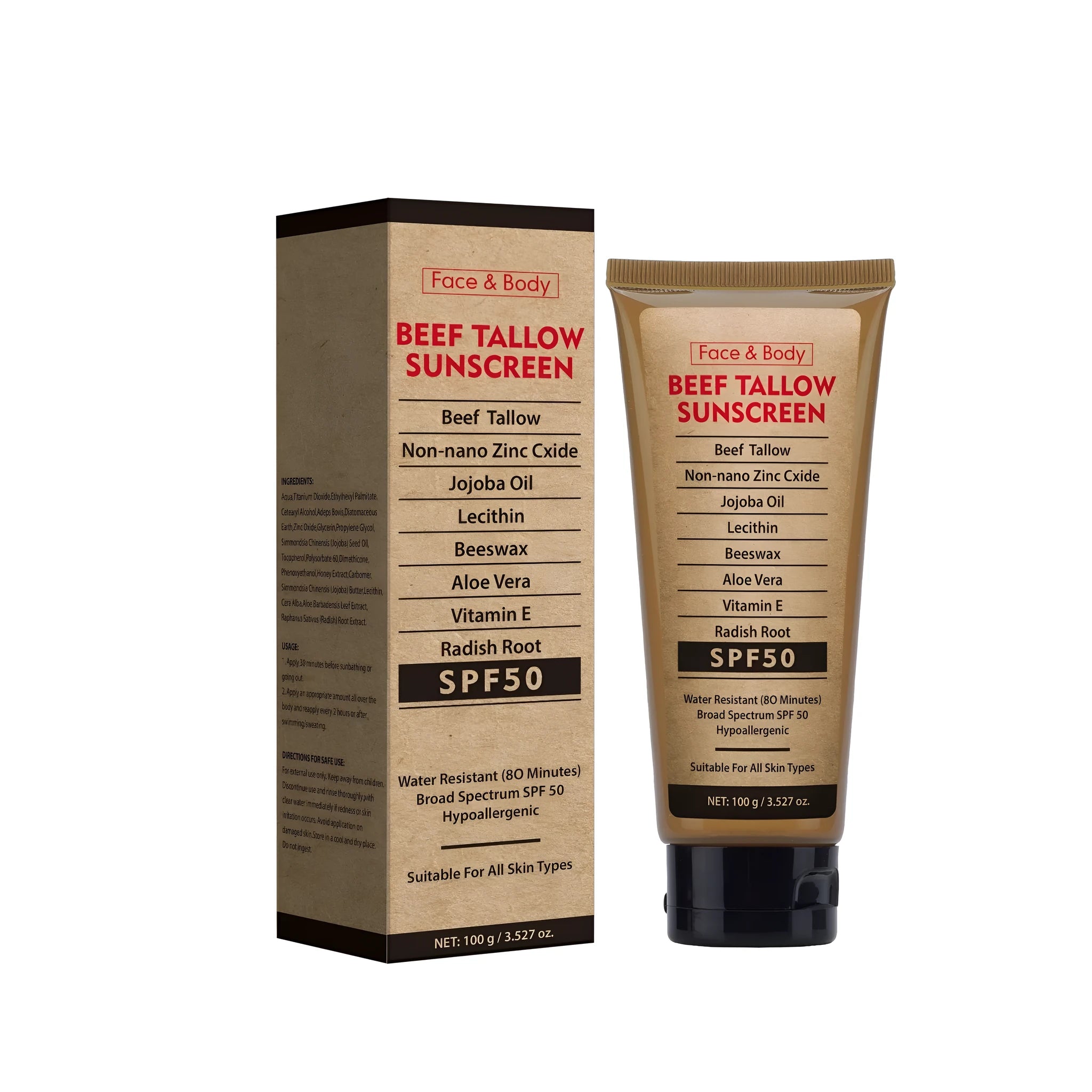 100g tube of organic grass-fed butter protective body cream for moisturising and oil control.