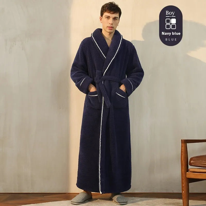 Thickened winter flannel bathrobe in Angola red available in plus sizes M, XL, XXXL