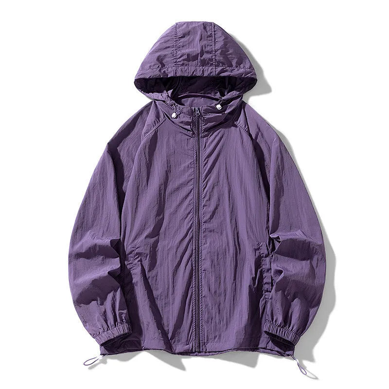 Loose-fit outdoor sports coat jacket in chemical fibre blend fabric available in multiple colours