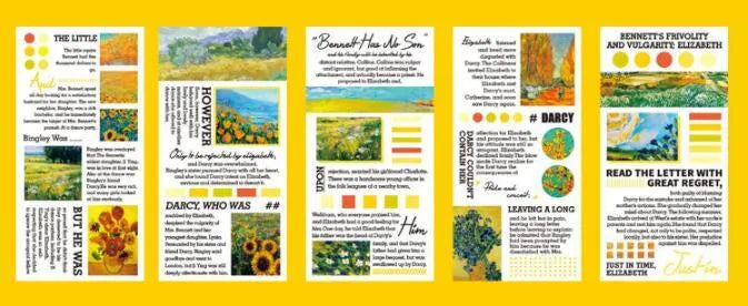 Paper landscape painting sticker book showing rectangular 60x120mm stickers with famous artwork designs