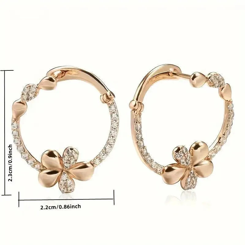 Personalised round ring earrings for women, copper electroplated geometric shape, one pair
