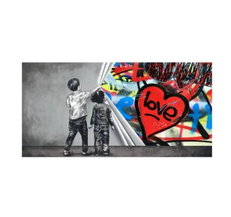 Children's abstract graffiti wall art canvas print frameless modern style