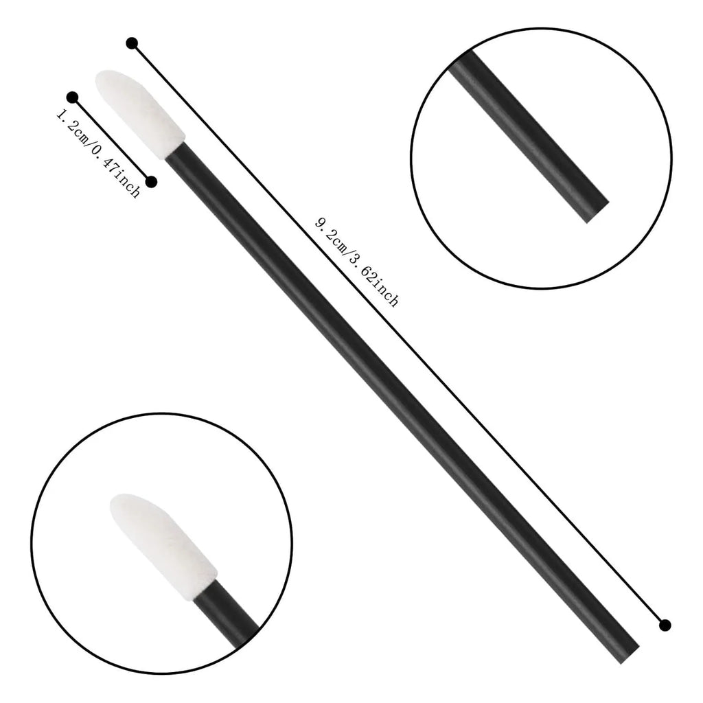 Disposable lip brushes with coloured handles and flocked brush heads for lip makeup application
