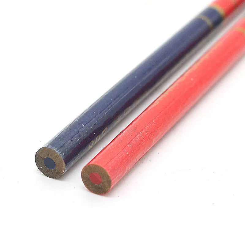Red and blue carpenter's pencils 10-piece set with round wooden design