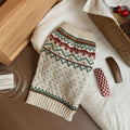Fairisland beige bottom green dot polyester dog sweater for small breeds autumn winter