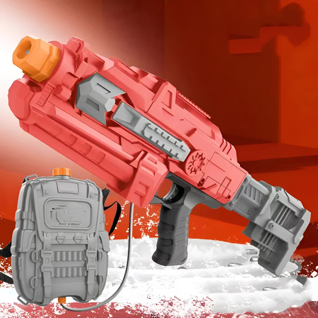 Automatic suction water gun electric toy with 4000ml red backpack and USB charging