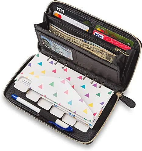 A unisex anti-theft card holder in PU, shown in various colours including black, brown, and rose gold.