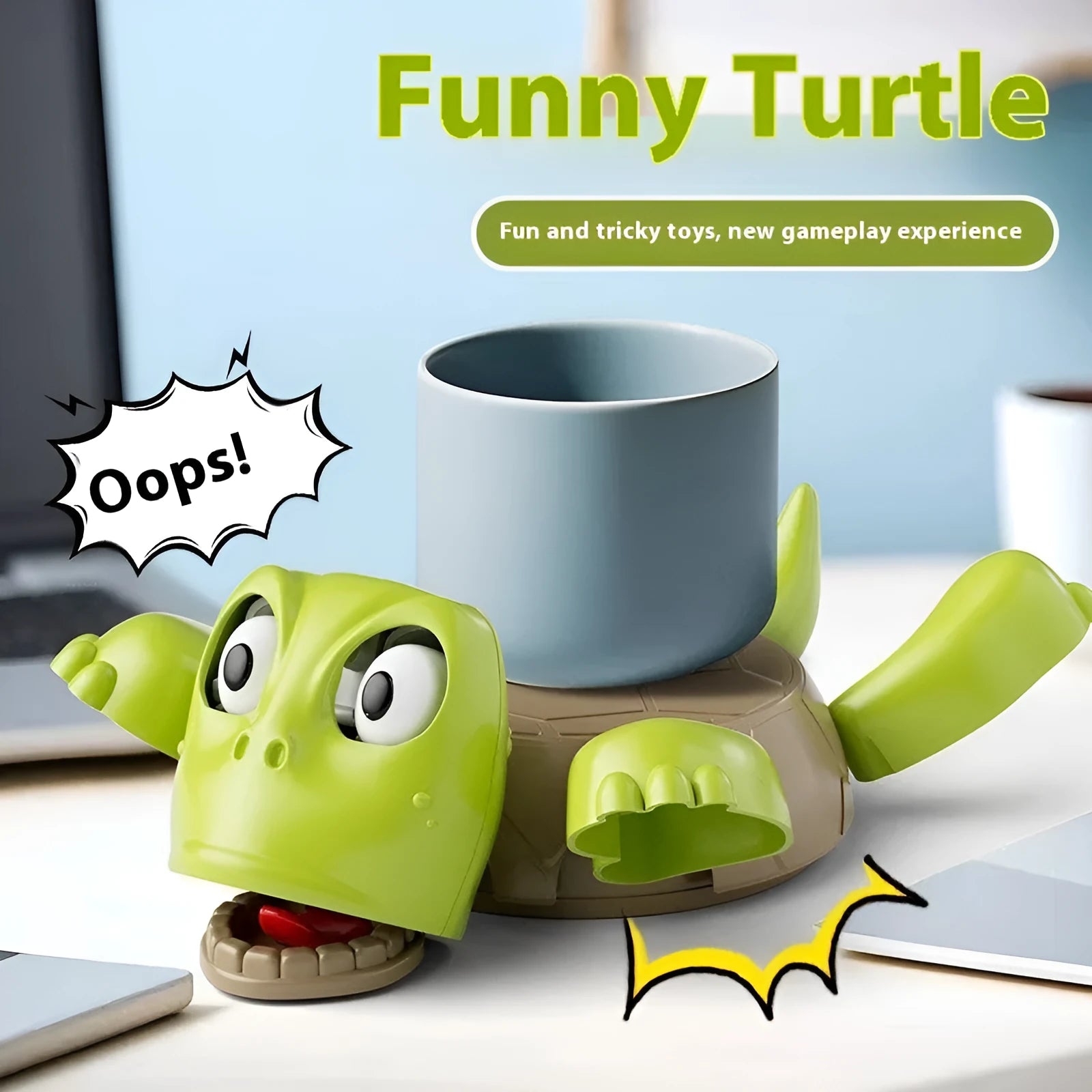 Turtle-shaped ABS plastic coaster in light green colour for heat insulation