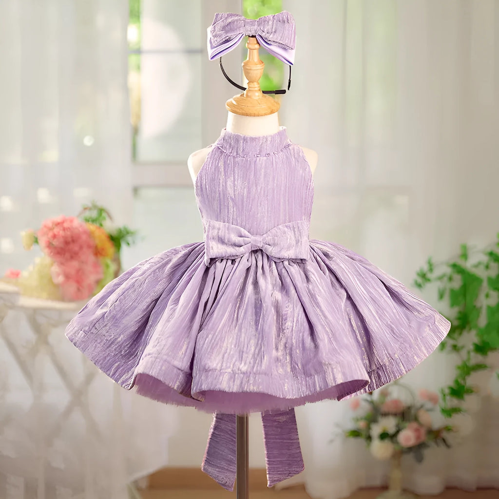Girls' fashion velvet dream purple princess dress made of polyester fibre, available in height sizes 80cm to 160cm