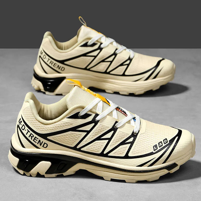 Low-top hiking shoes with artificial leather upper, mesh lining, and rubber sole in multiple colour options