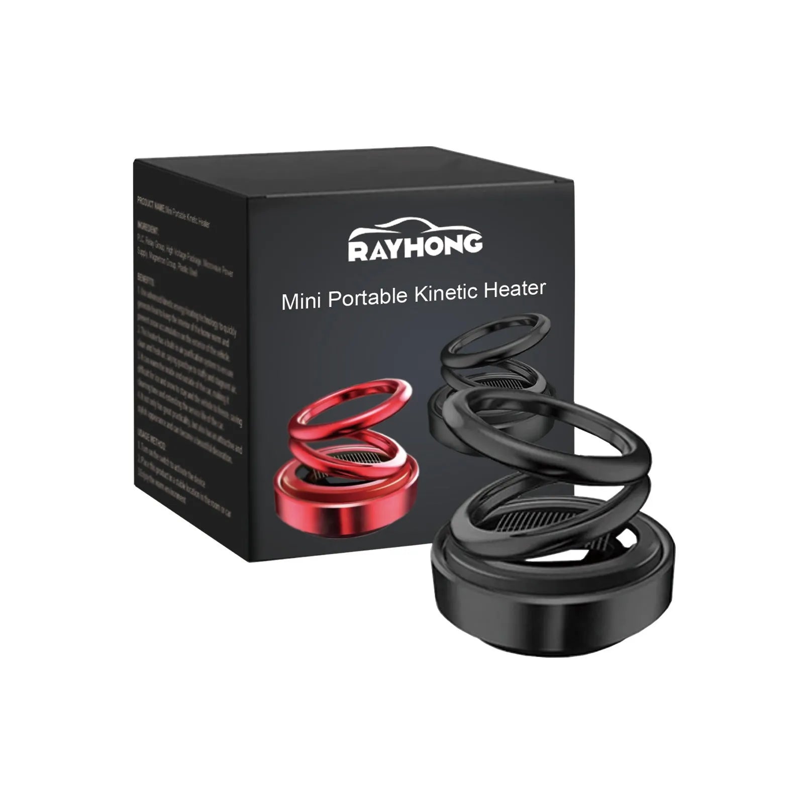 Portable miniature vibration radiator in black or red for car heat dissipation, 5.1 by 6 cm.