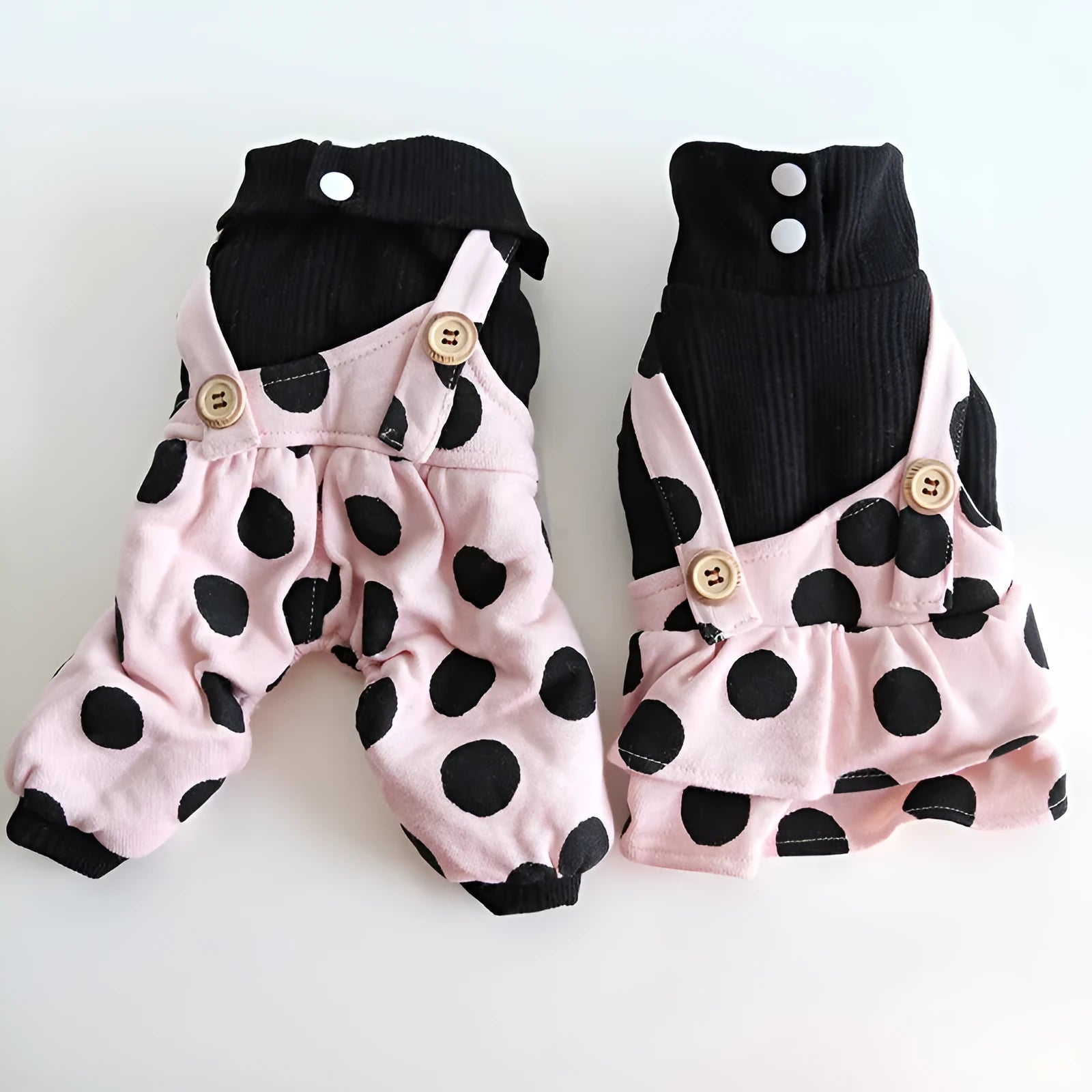 Pet couple outfit set with lapel shoulder straps in cloth material, available in sizes XS through XL