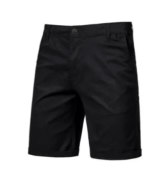 Straight-leg cotton camping shorts in khaki, with zip placket and mid waist, for teenage outdoor leisure