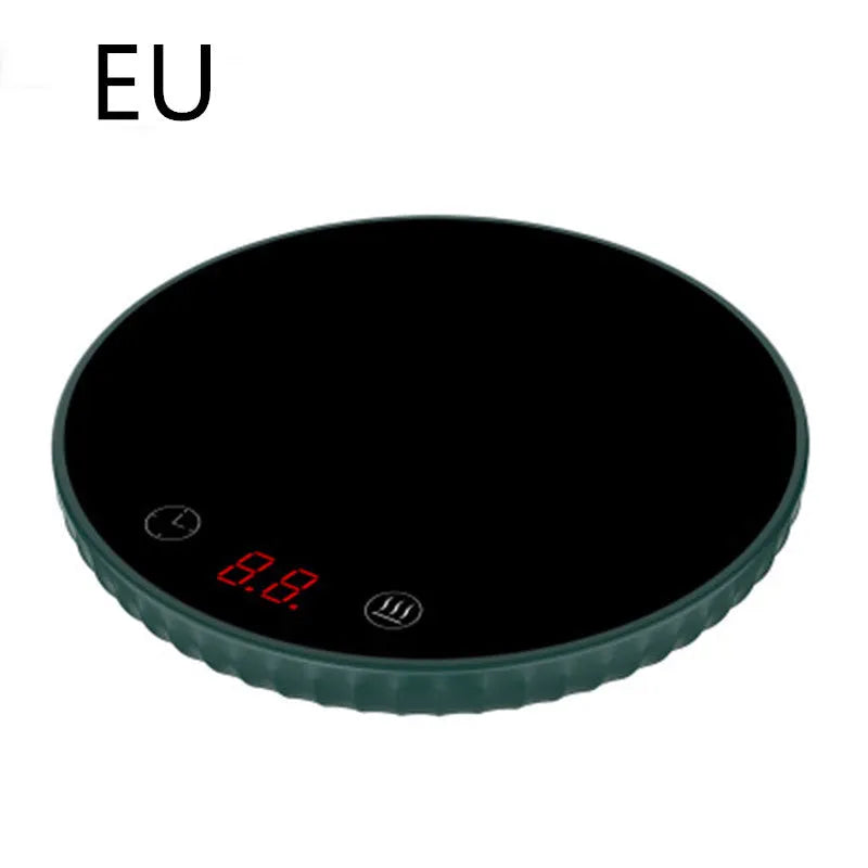 Electric cup warmer 115mm diameter black ABS and glass panel with digital display and touch switch