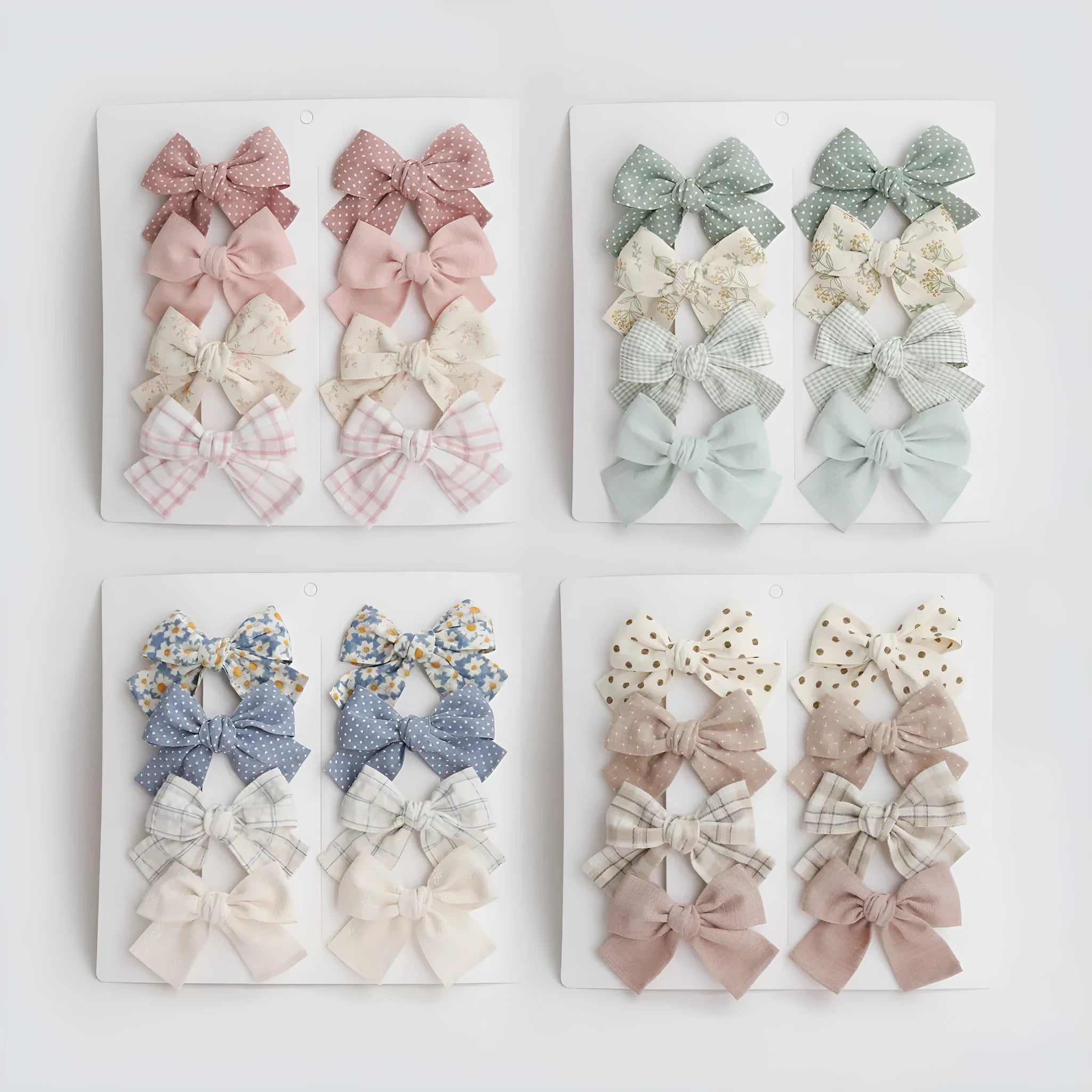Children's cloth hairclips with dovetail bow decoration in multiple colour options