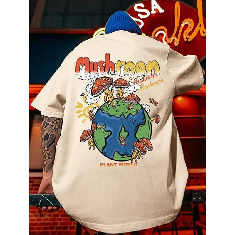 Men's printed street style sports t-shirt with digital pattern on polyester fabric