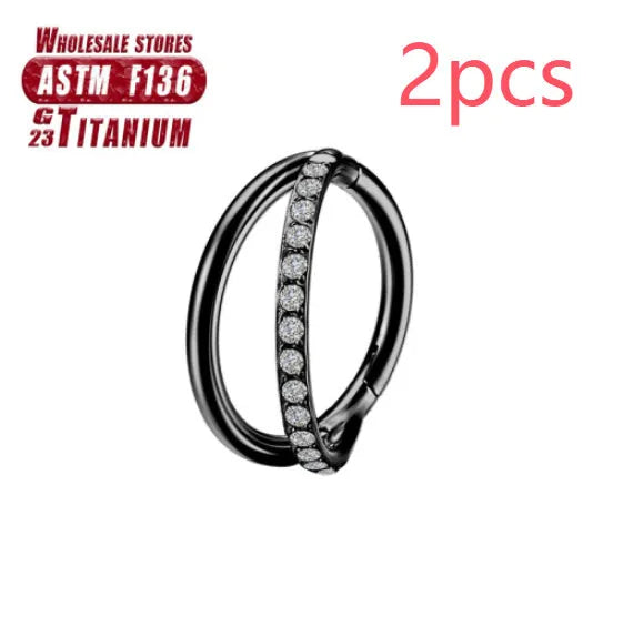 Titanium alloy fork nose ring set in various colours and lengths on 1.2mm gauge.