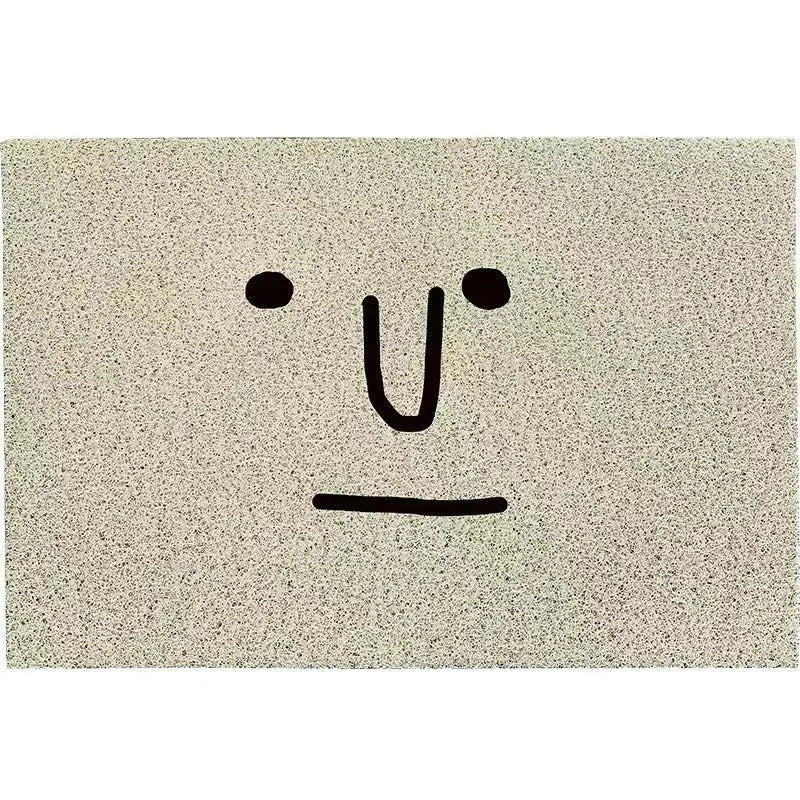 Square PVC floor mat featuring a cartoon Mr. Big Nose geometric pattern in multiple size options.