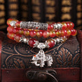 Handmade watermelon crystal bracelet with Chinese knot closure in elephant style design