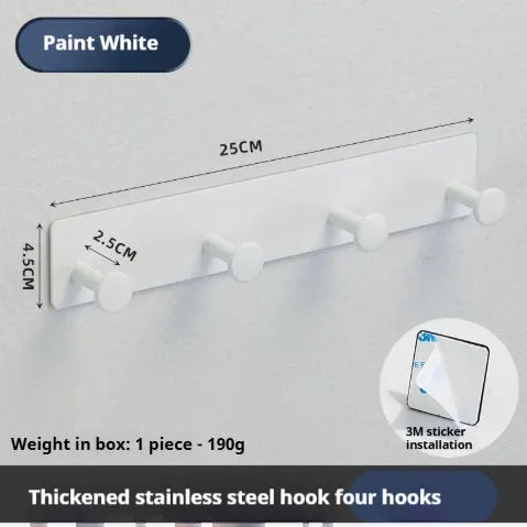 Iron wall-mounted coat hooks with adhesive backing in three sizes for no-drill installation