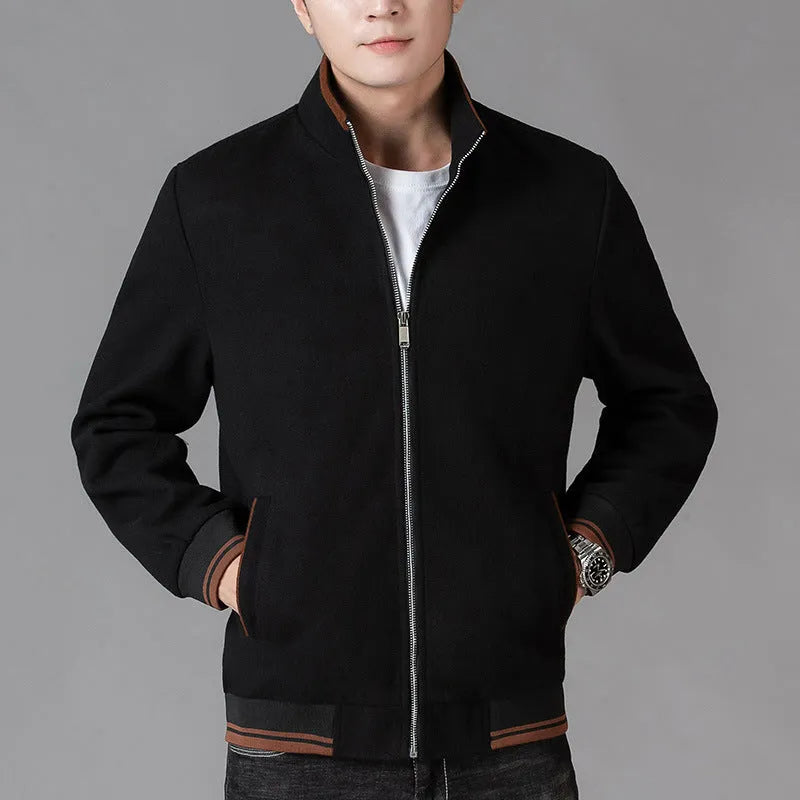 Men's sport style autumn fleece jacket in grey colour with size stick pockets