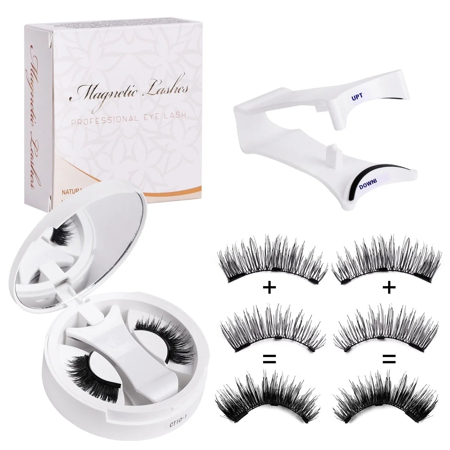 Magnetic false eyelashes in case with integrated soap holder, portable CT10 series