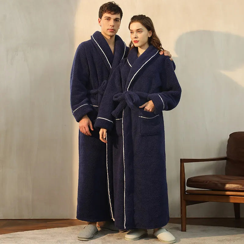 Thickened winter flannel bathrobe in Angola red available in plus sizes M, XL, XXXL