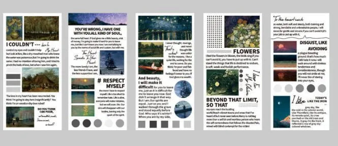 Paper landscape painting sticker book showing rectangular 60x120mm stickers with famous artwork designs