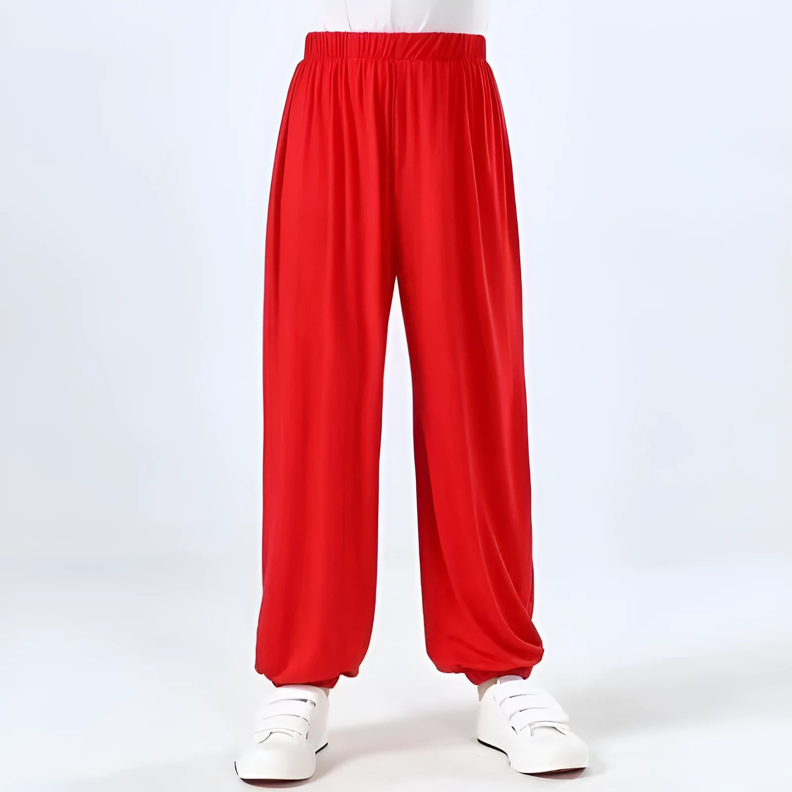 Children's black high-elasticity Lycra practice pants for Sanda martial arts training.