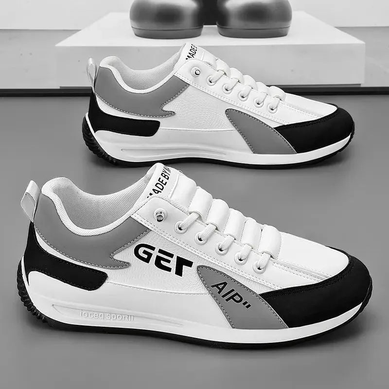 Men sports flat shoes with breathable mesh upper in black, low-top design, non-slip sole
