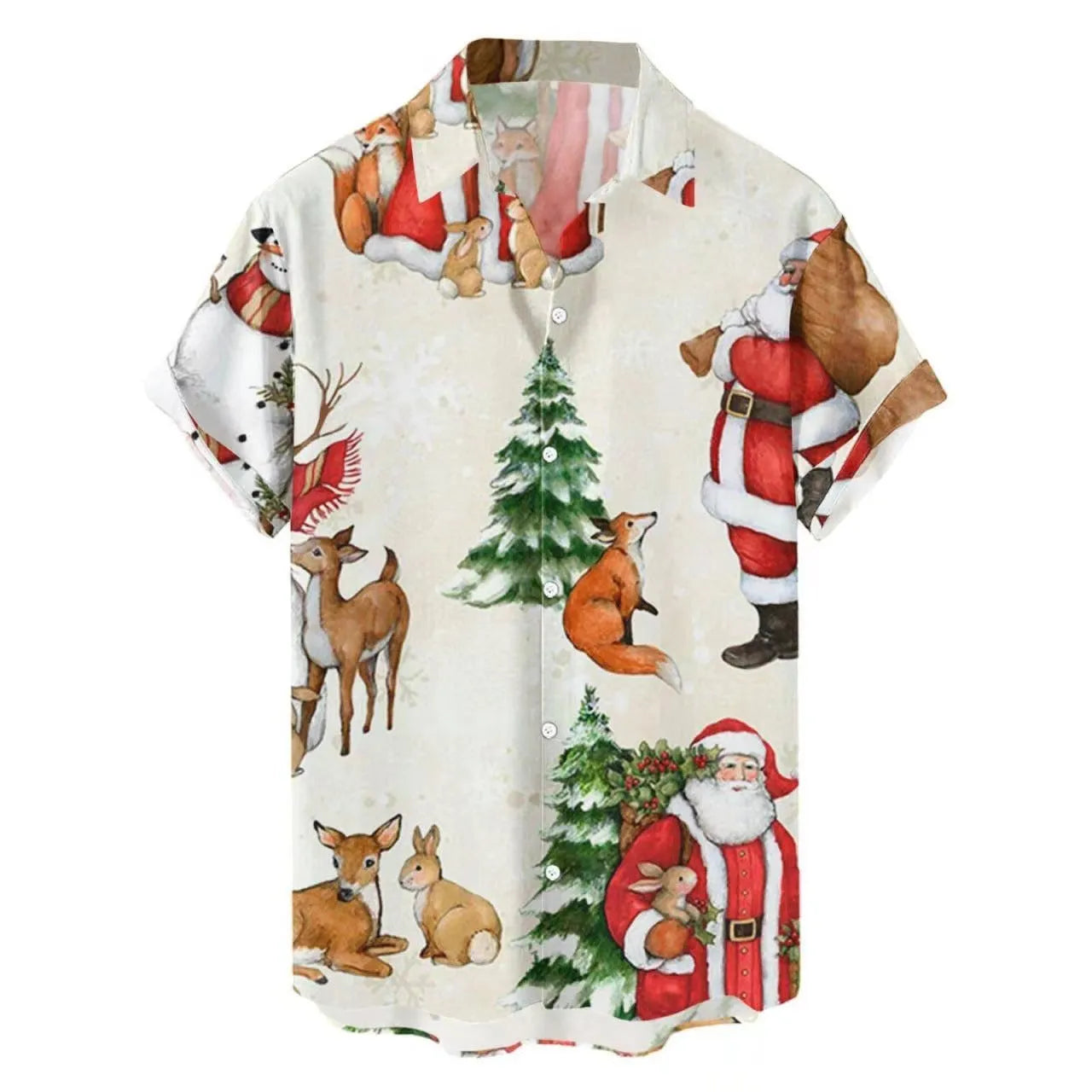 Men's Hawaiian summer shirt with 3D printed floral pattern in short sleeve cardigan style