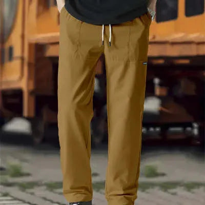 Men's polyester trousers for spring and autumn in light grey, available in sizes S to XXXL