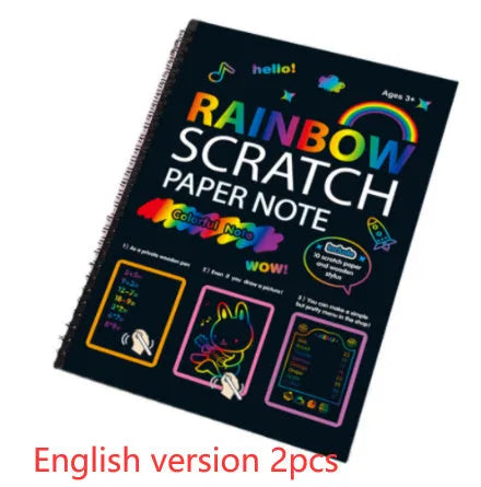 Children's large format scratch art paper with colourful puzzle design and scraper tool