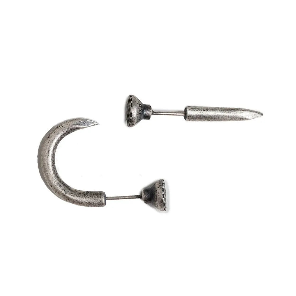 S925 sterling silver punk nail earrings straight and curved designs unisex jewellery