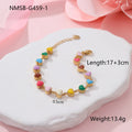 Women's heart-shaped stainless steel bracelet with colourful oil necklace element in gold electroplated finish