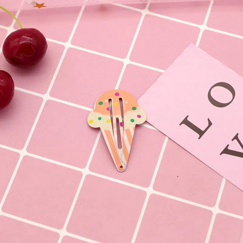 Children's metal barrette with baking varnish finish, colour-printed watermelon design