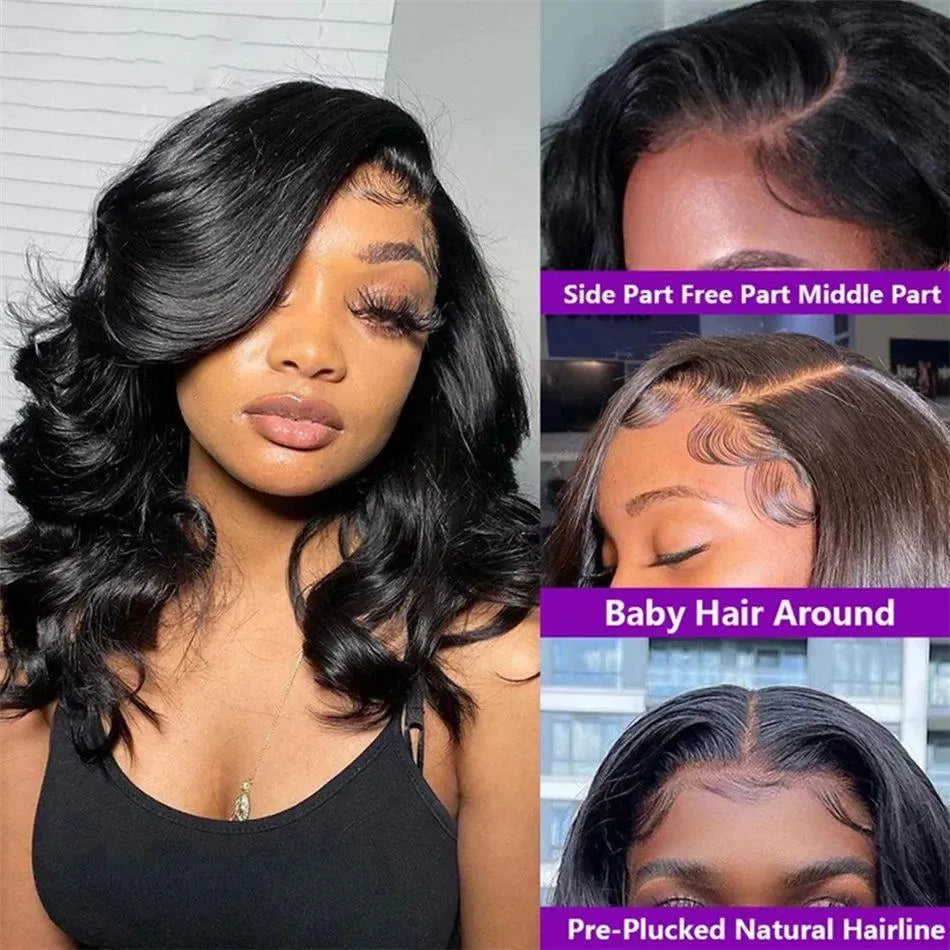 Women's black transparent lace forehead wig with short curly high temperature fibre hair