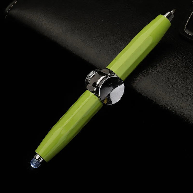 10.5cm metal ballpoint pen with spinning gyro decompression mechanism and LED light feature
