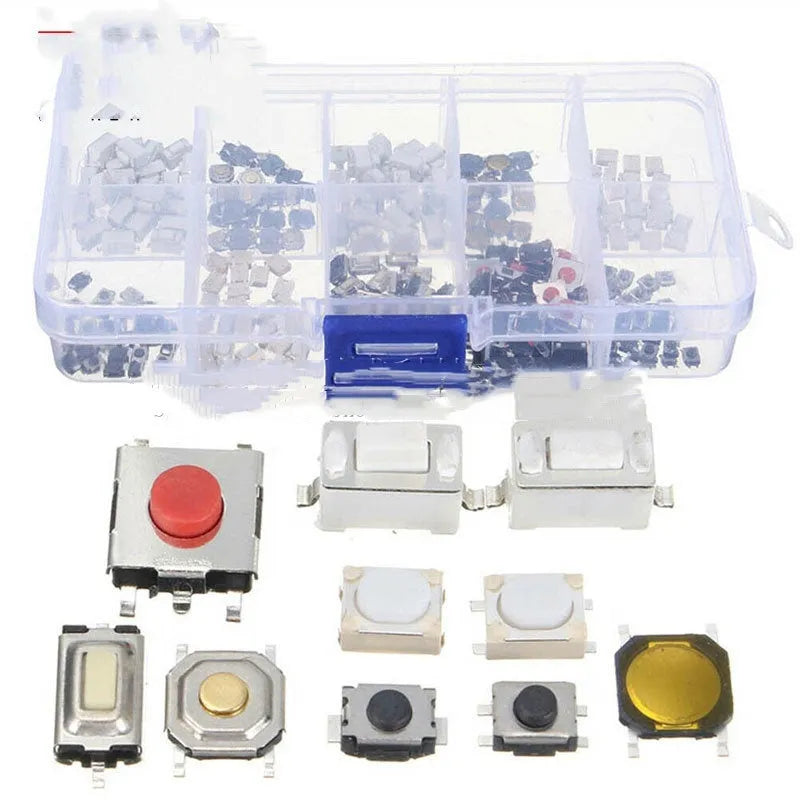 Box of 250 SMT surface mount touch switch patch buttons for industrial-grade circuit board use