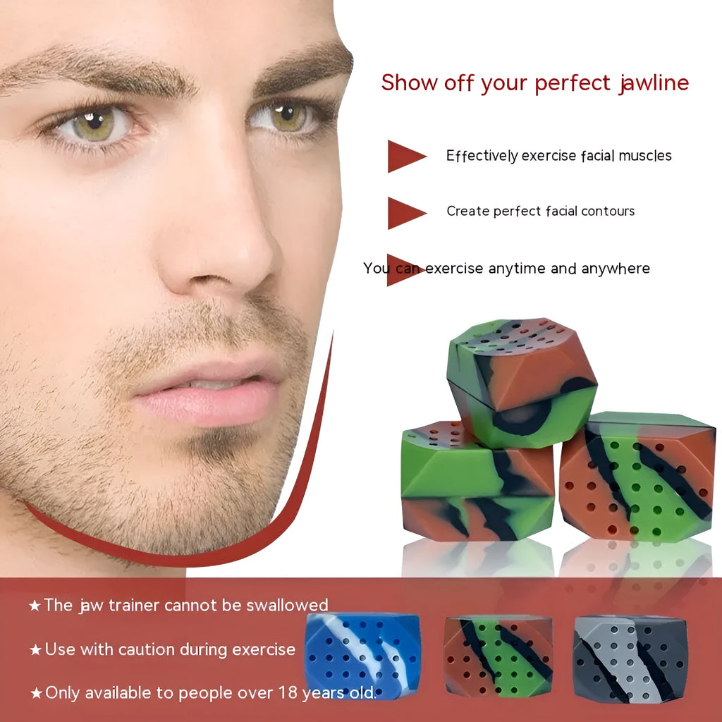 Camouflage facial muscle fitness ball trainer for jaw tightening exercise