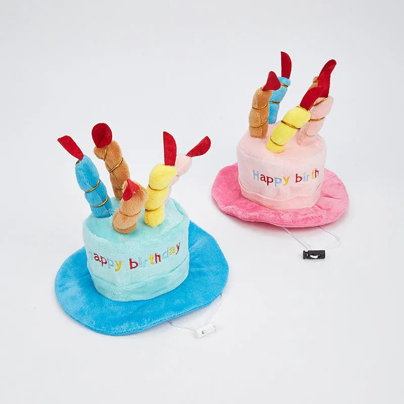 Blue or pink dog birthday hat measuring 21cm for pet celebrations