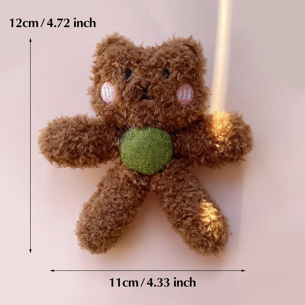 Edible catnip chewing ball in plush animal design with cat grass filling for dental cleaning